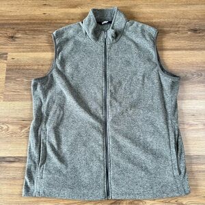 Lands' End Fleece Zip Up Vest Mens XL 46-48 Gray Pockets Outdoor Gorpcore Preppy